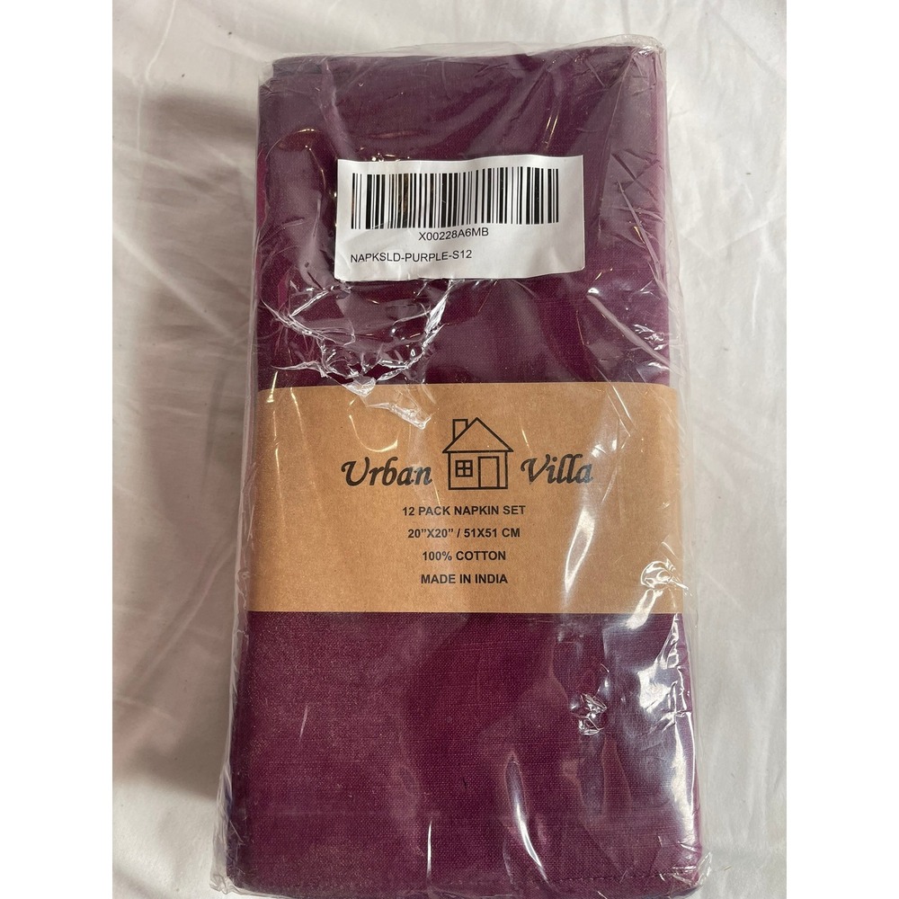 Urban Villa 12 Pack Purple Cotton Napkins 20x20 Cloth Dinner‎ Set NAPKSLD-PURPLE